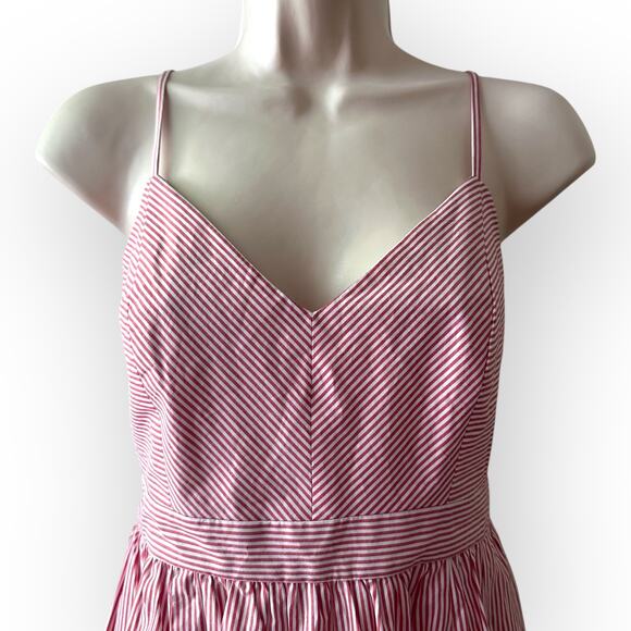 J.Crew Red and White Stripe Poplin Dress Ruffle Skirt, Size 6 - Picture 4 of 16